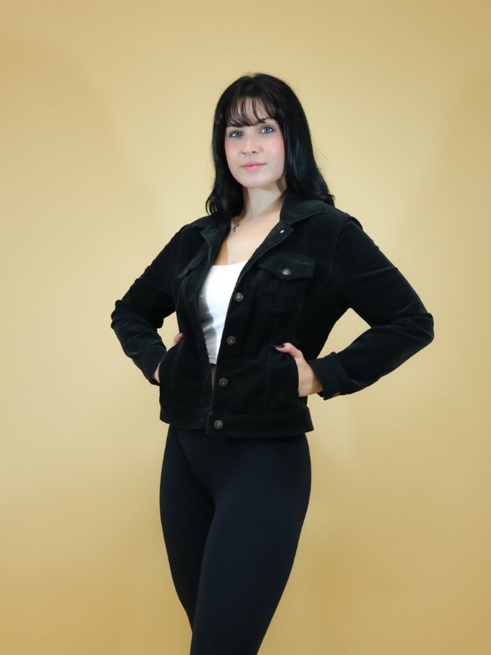 Charter Club Black Corduroy Jean Jacket for Women